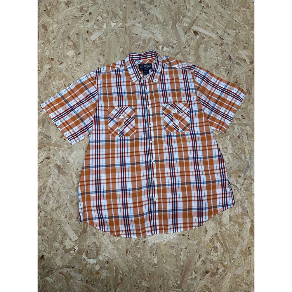 Legend One Y2K Mens Orange Short Sleeve Button Down Shirt Sz XXXL